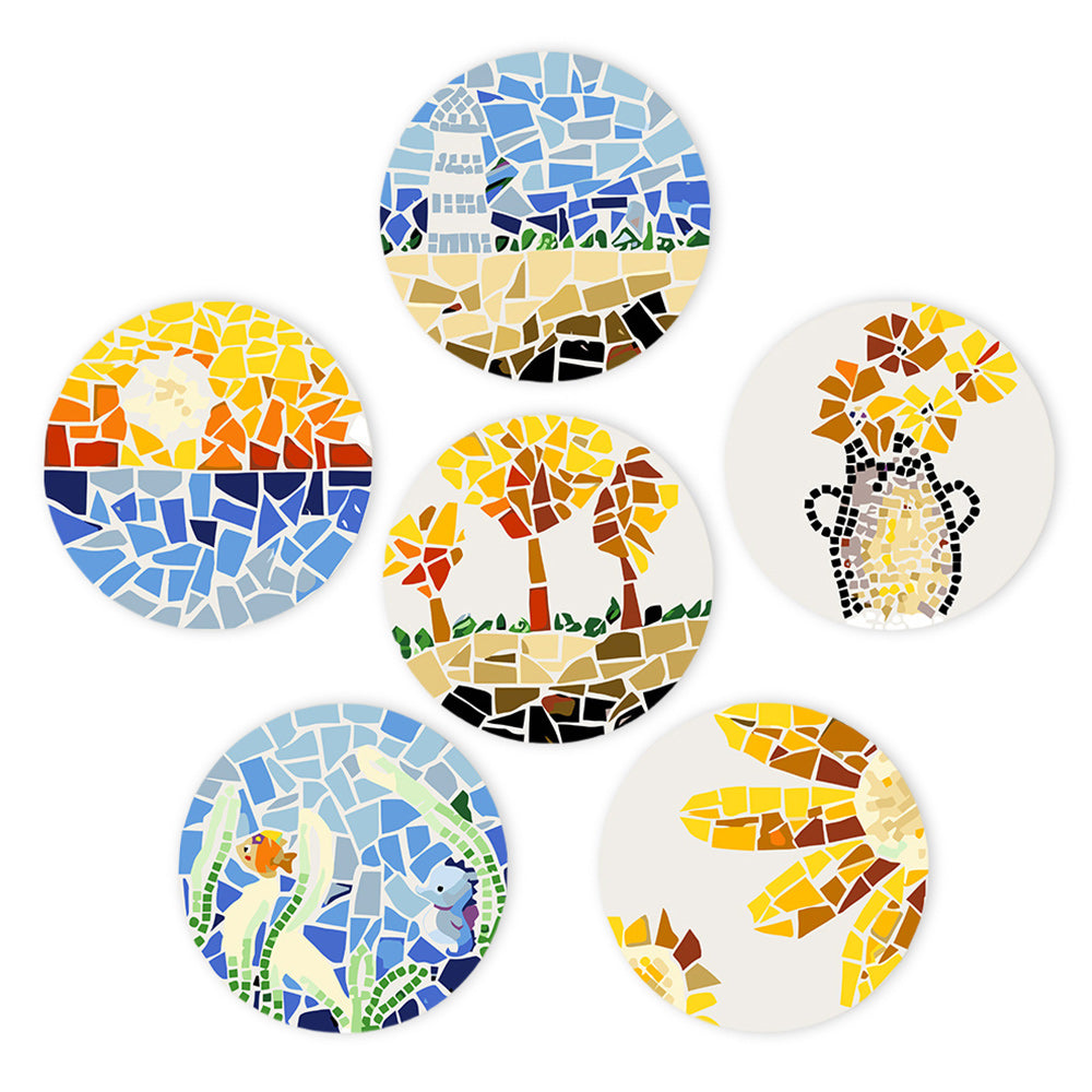 Paisaje Otoñal en Bloques de Color 6 Salvamanteles Pintar por Números