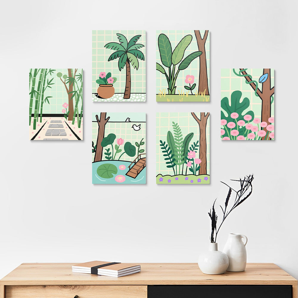 Paisaje Verde en Primavera 6 Partes Mini Pintar por Números
