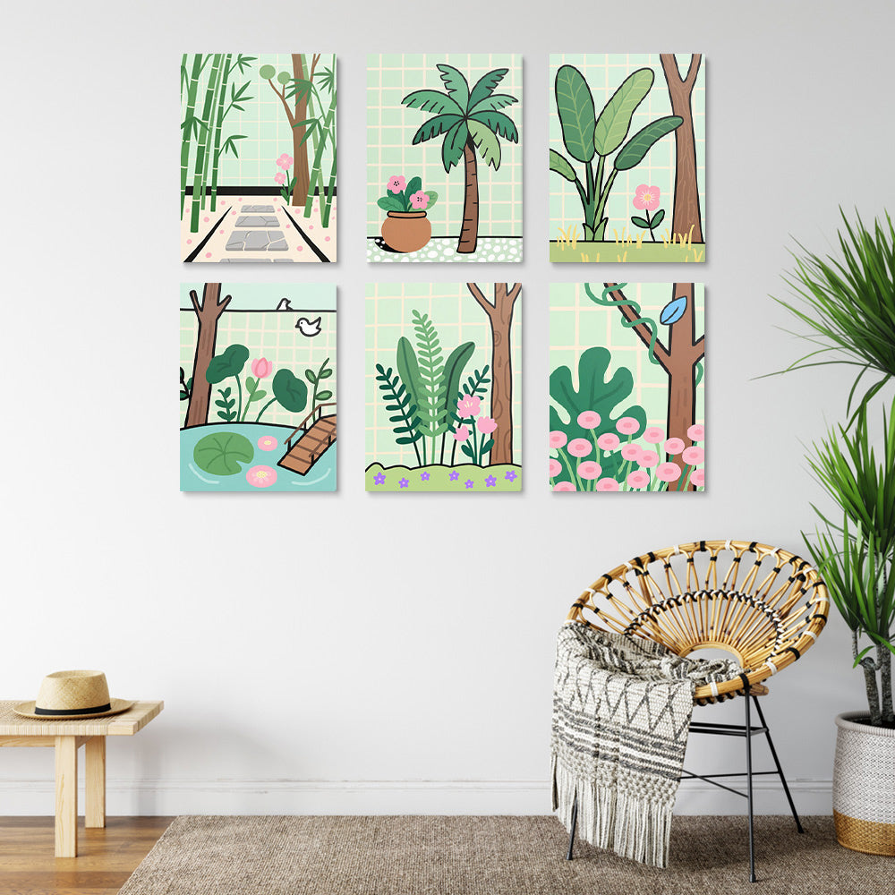 Paisaje Verde en Primavera 6 Partes Mini Pintar por Números