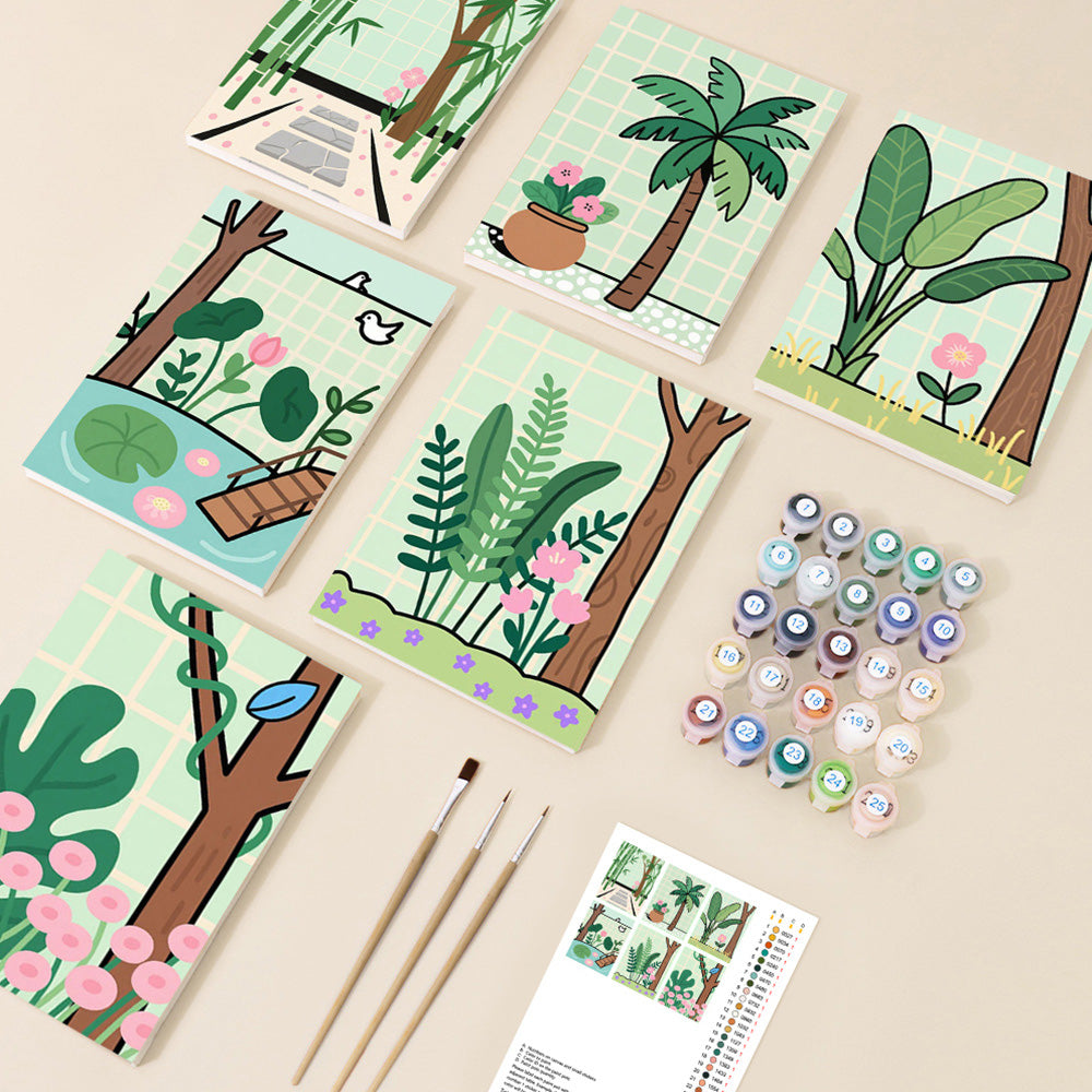 Paisaje Verde en Primavera 6 Partes Mini Pintar por Números