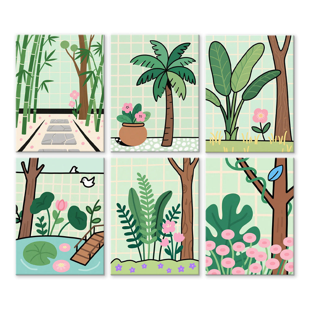 Paisaje Verde en Primavera 6 Partes Mini Pintar por Números