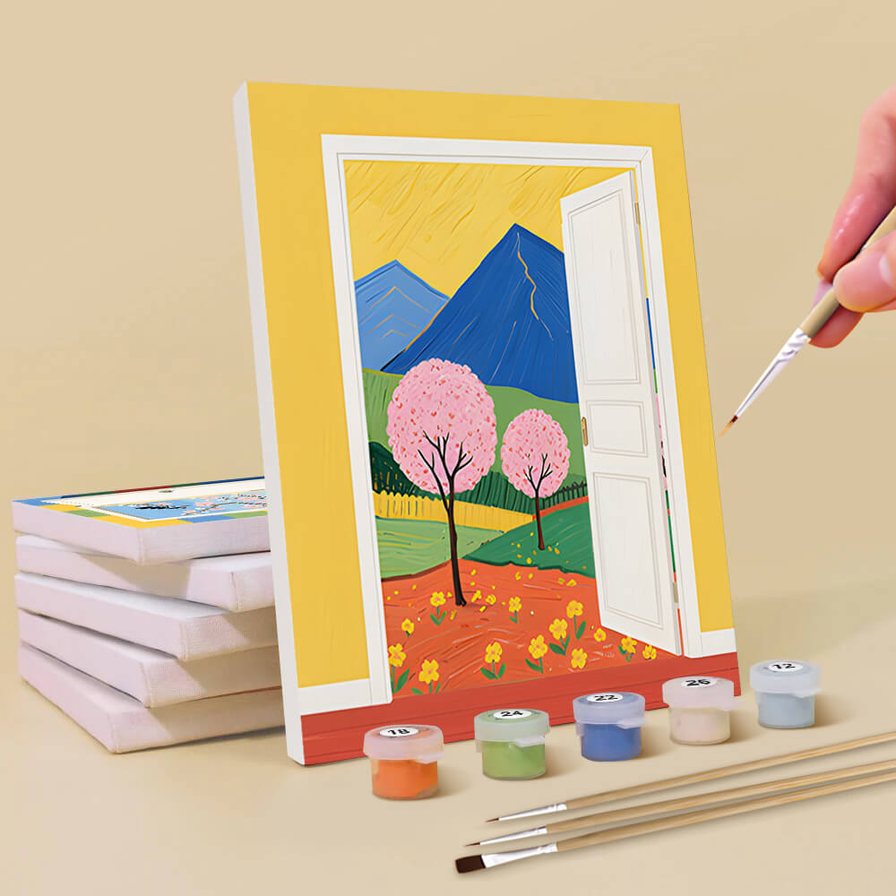 Paisajes de Otoño Fuera de la Ventana 6 Partes Mini Pintar por Números