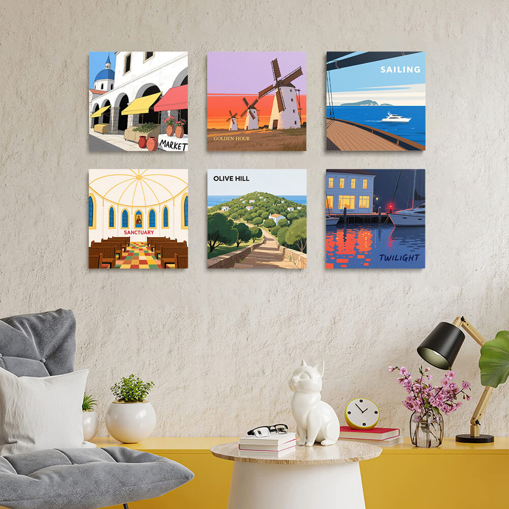 Paisajes de Varias Ciudades 6 Partes Mini Pintar por Números