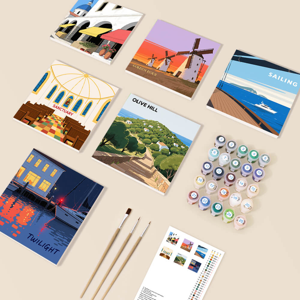 Paisajes de Varias Ciudades 6 Partes Mini Pintar por Números