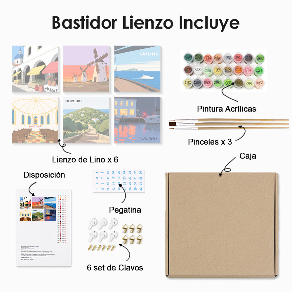 Paisajes de Varias Ciudades 6 Partes Mini Pintar por Números