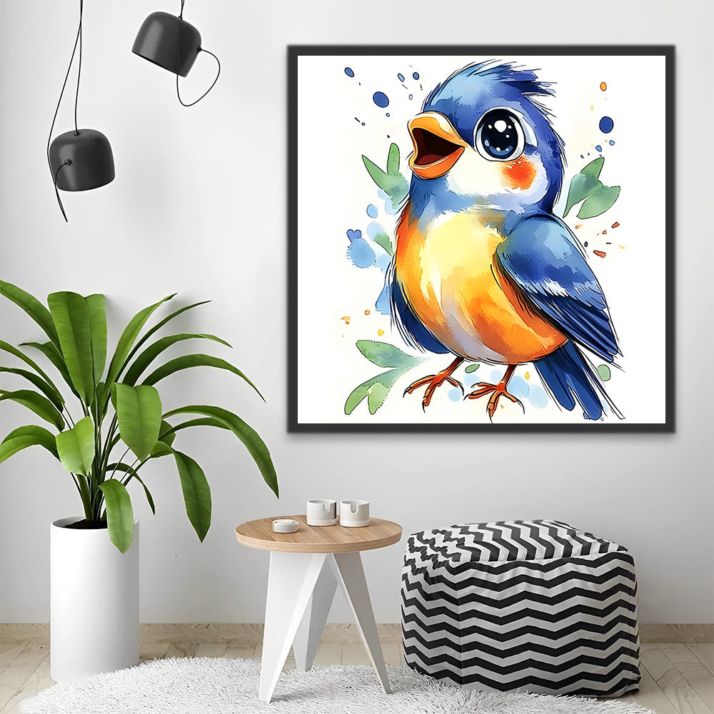 Pajarito Azul Adorable Pintar por Números