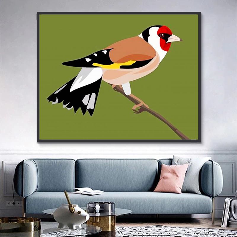 Pájaro sobre la Rama con Fondo Verde Pintar por Números Niños