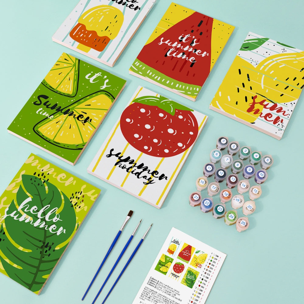 Paletas de Frutas de Verano 6 Partes Mini Pintar por Números