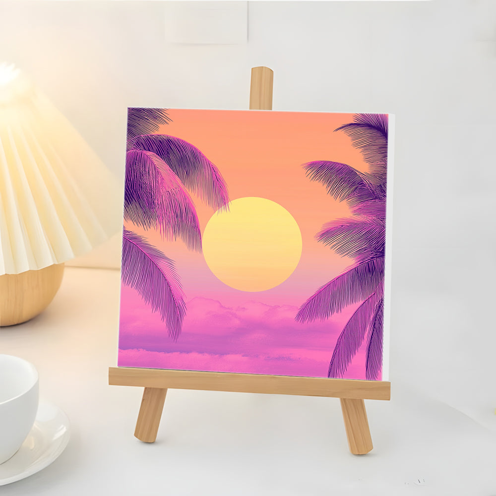Palmeras al Amanecer Mini Pintar por Números