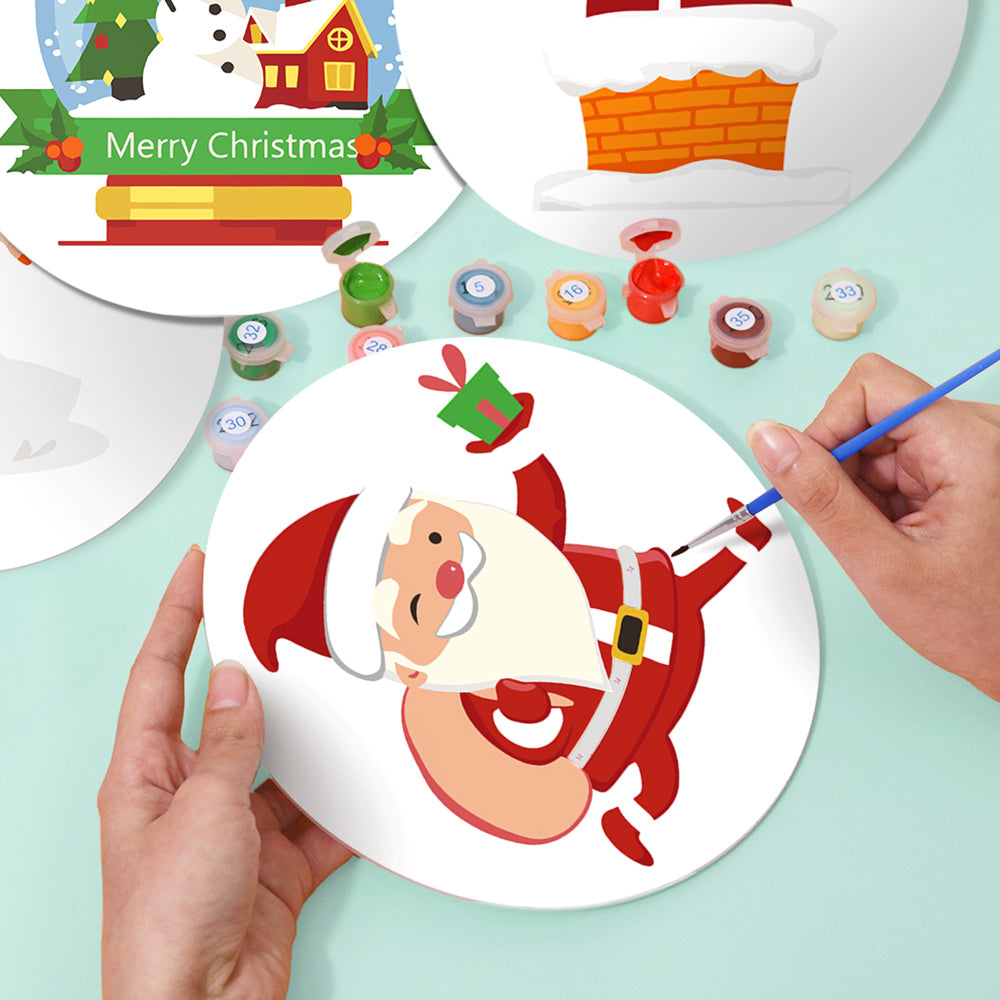 Papá Noel Feliz 4 Salvamanteles Pintar por Números