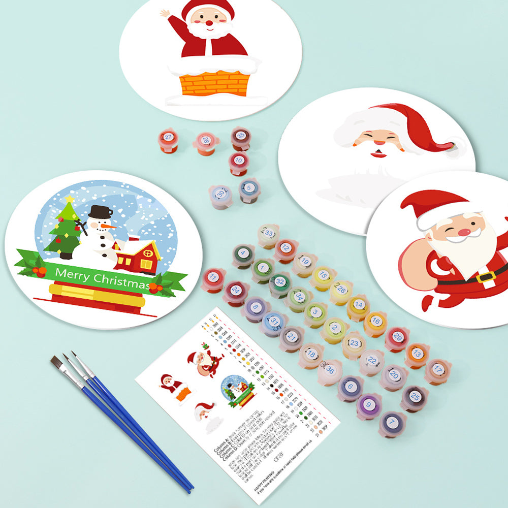 Papá Noel Feliz 4 Salvamanteles Pintar por Números