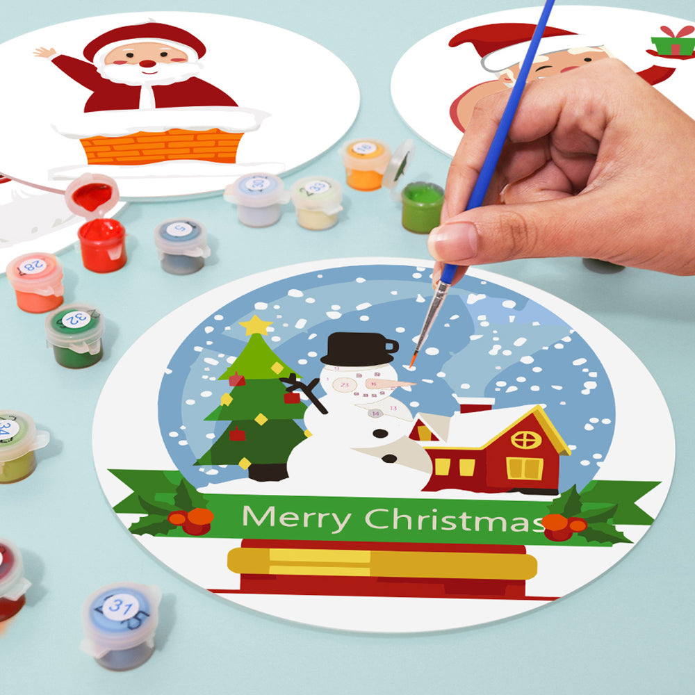 Papá Noel Feliz 4 Salvamanteles Pintar por Números