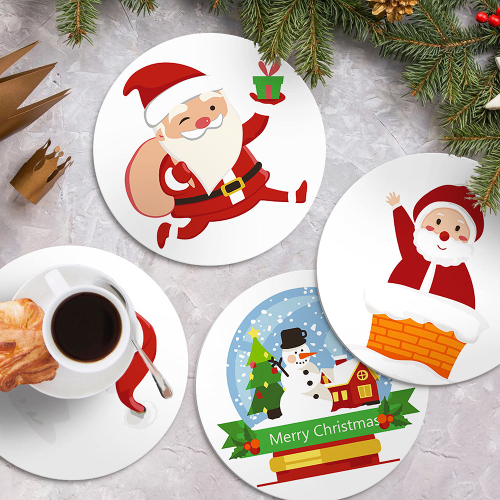Papá Noel Feliz 4 Salvamanteles Pintar por Números