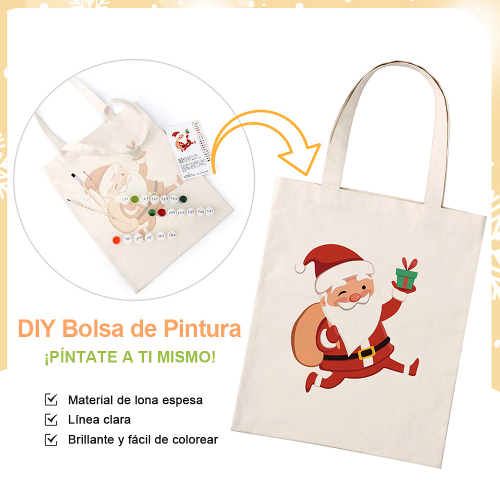 Papá Noel Feliz Bolsa de Lienzo Pintar por Números