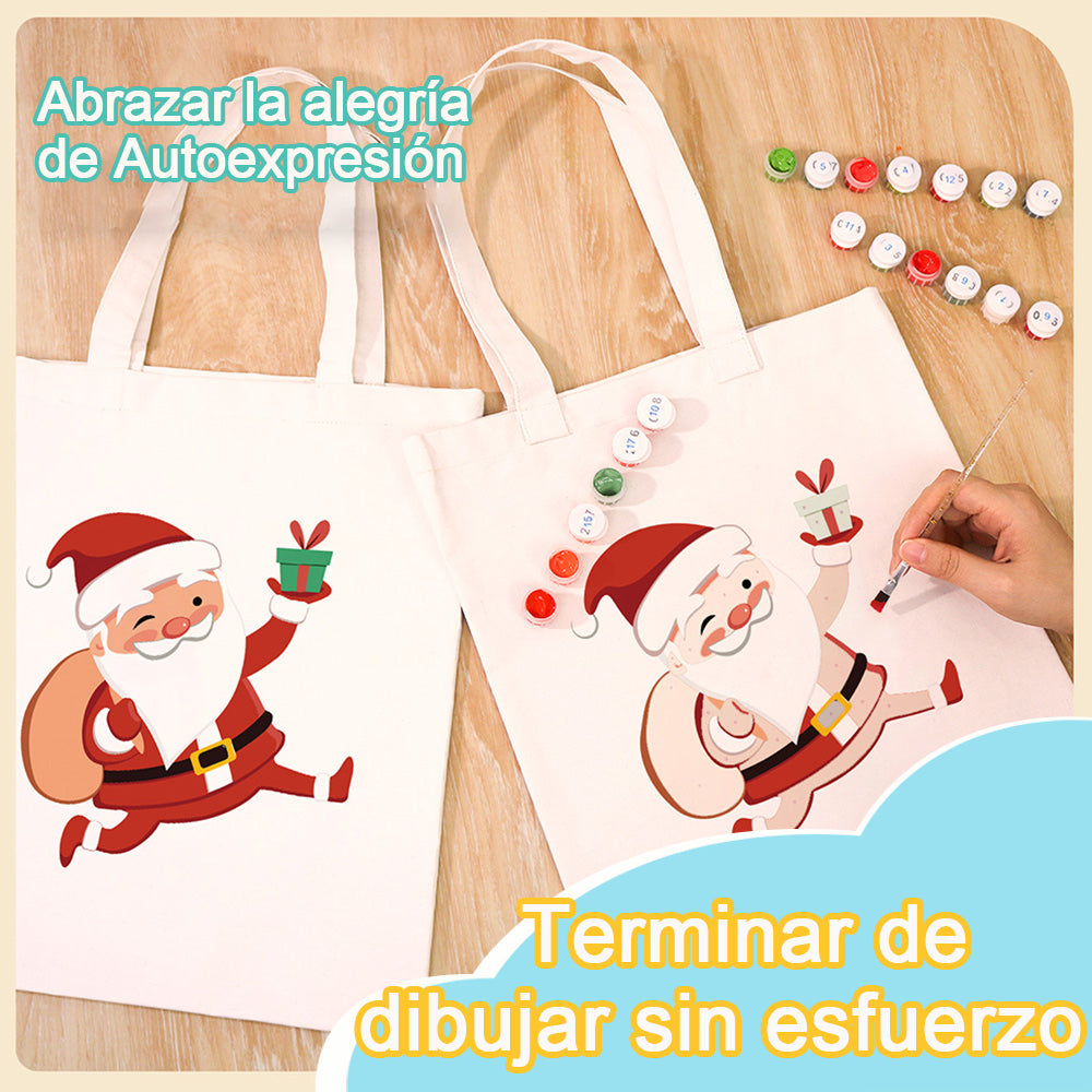 Papá Noel Feliz Bolsa de Lienzo Pintar por Números