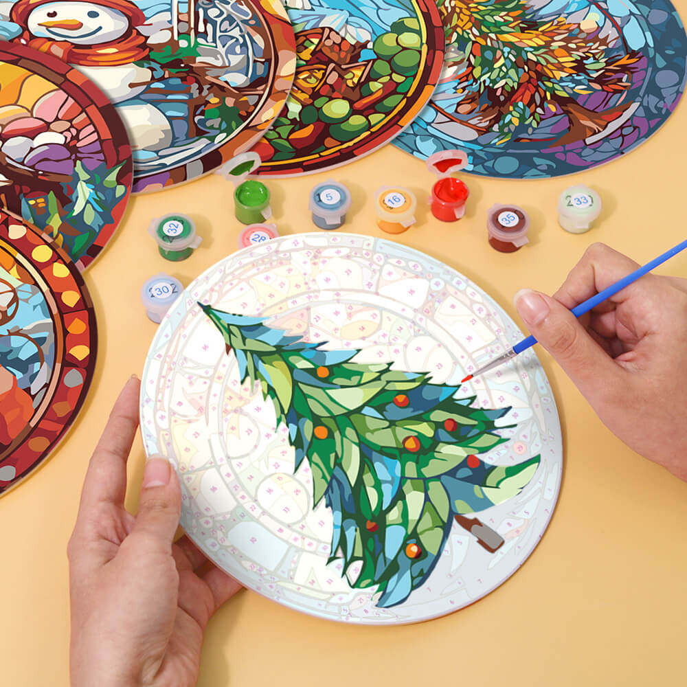 Papá Noel y Árbol de Navidad 6 Salvamanteles Pintar por Números