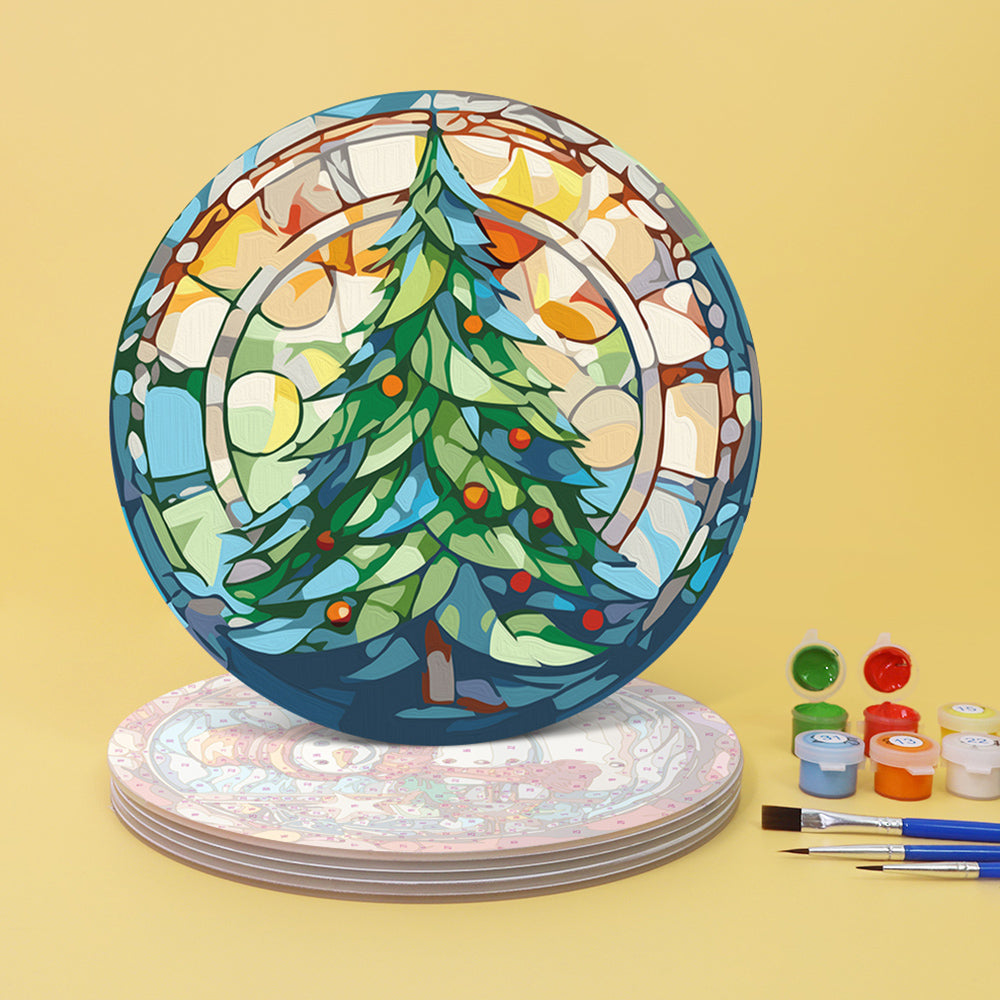 Papá Noel y Árbol de Navidad 6 Salvamanteles Pintar por Números