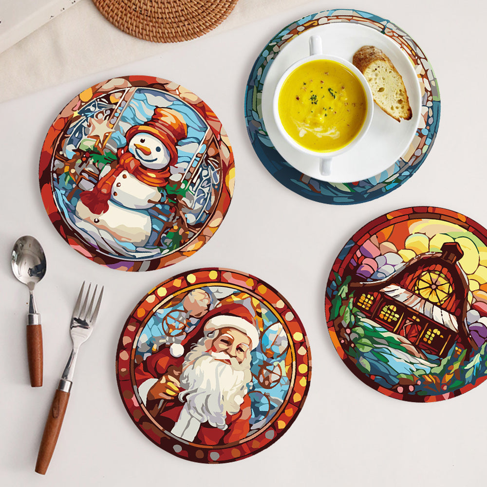 Papá Noel y Árbol de Navidad 6 Salvamanteles Pintar por Números