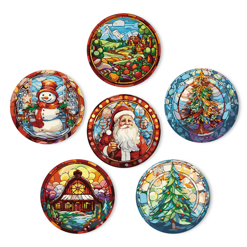 Papá Noel y Árbol de Navidad 6 Salvamanteles Pintar por Números