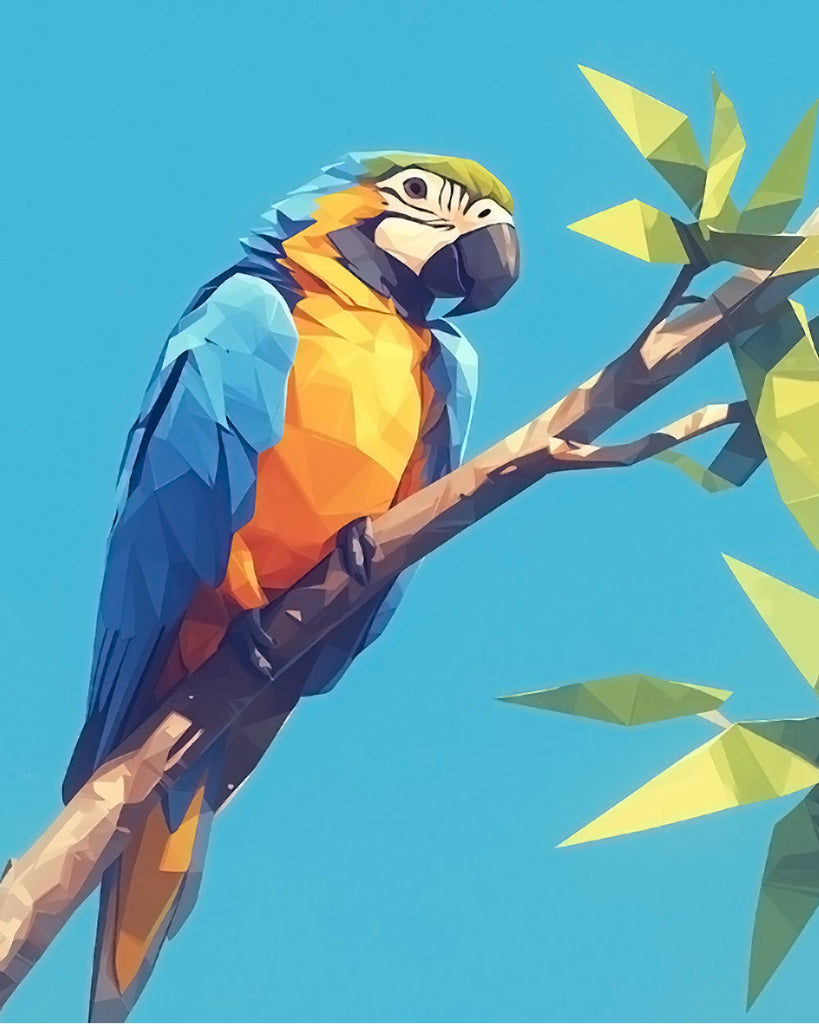 Papagayo sobre Rama de Árbol Pintar por Números