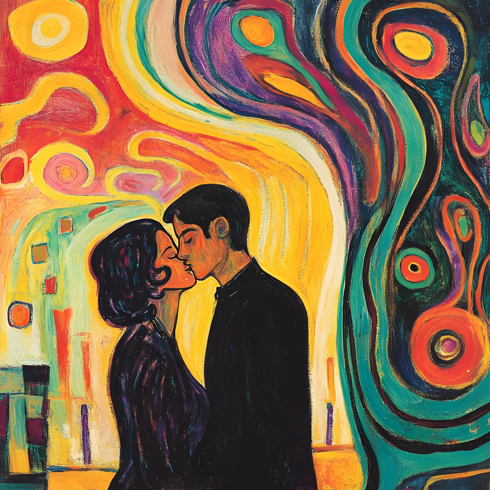 Pareja Besándose en el Fondo Abstracto Pintar por Números