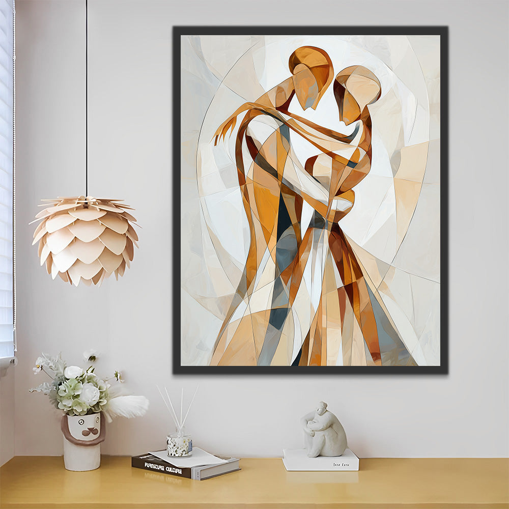 Pareja de Bailarines Abstractos Abrazándose Pintar por Números
