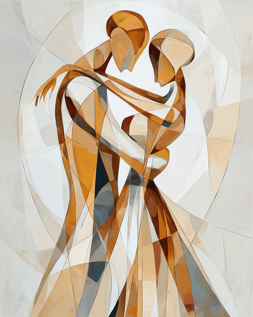 Pareja de Bailarines Abstractos Abrazándose Pintar por Números