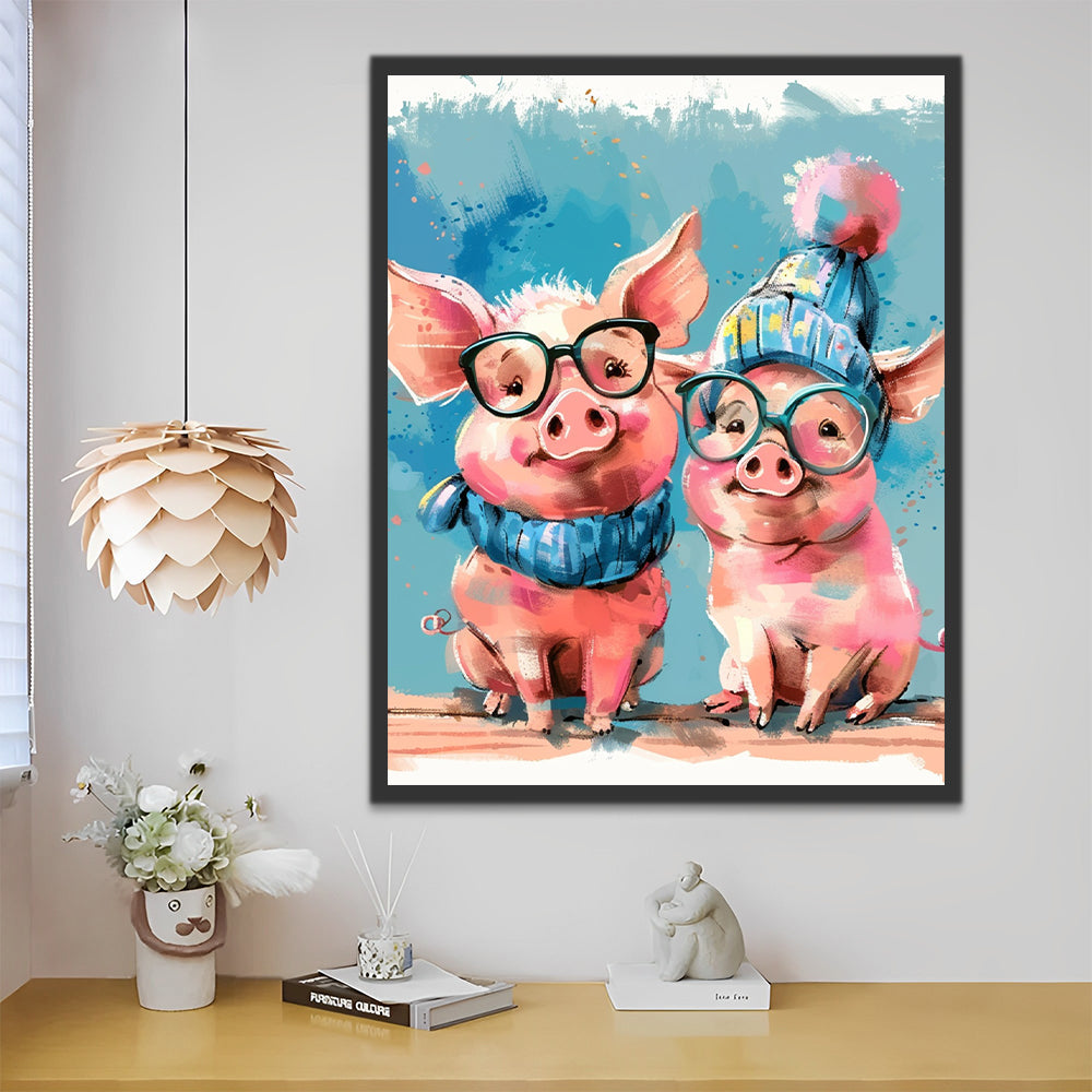 Pareja de Cerdos con Gafas Pintar por Números
