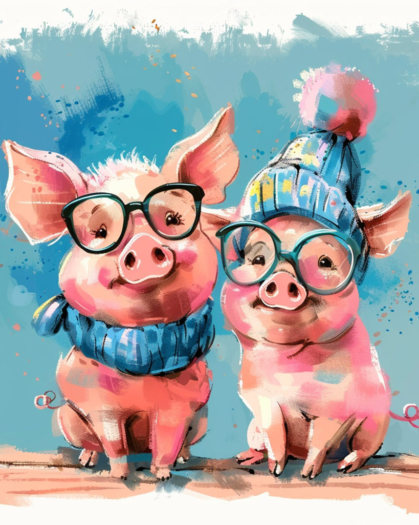 Pareja de Cerdos con Gafas Pintar por Números