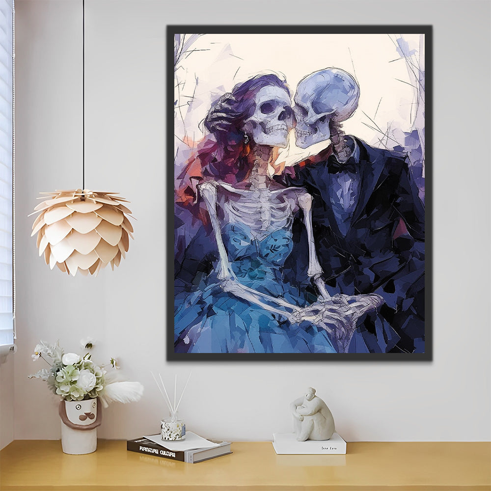 Pareja de Esqueletos Enamorados Pintar por Números
