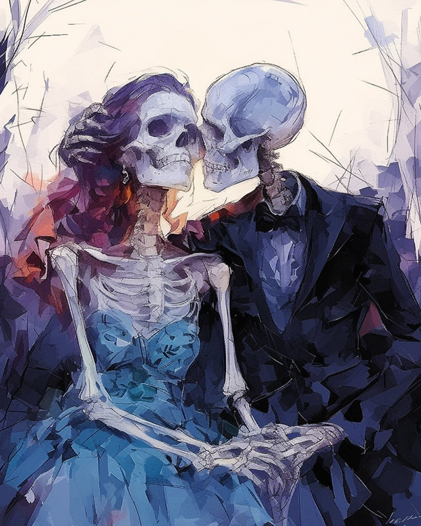Pareja de Esqueletos Enamorados Pintar por Números