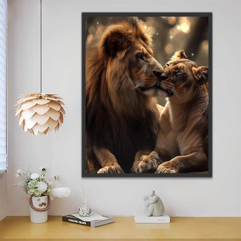 Pareja de Leones Salvajes Pintar por Números