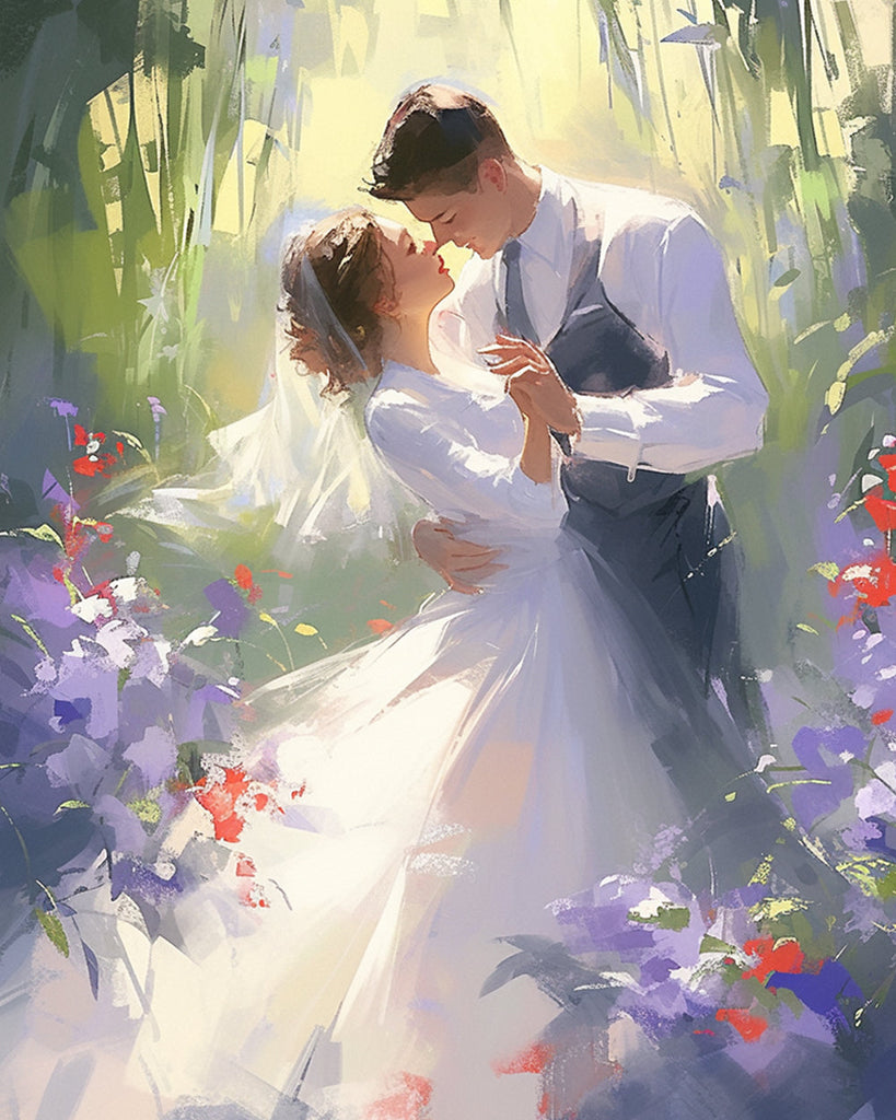 Pareja Feliz en la Boda Pintar por Números