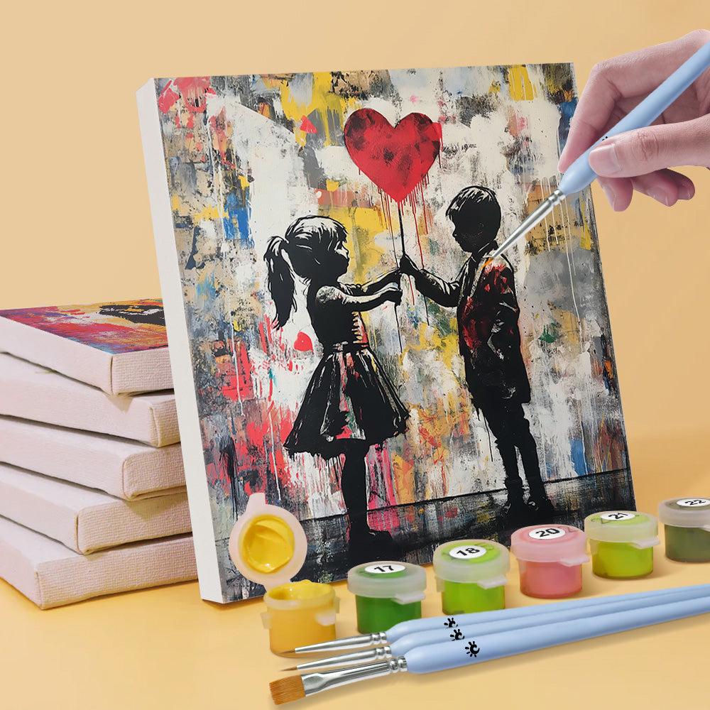 Pareja y Niños en Estilo Graffiti 6 Partes Mini Pintar por Números