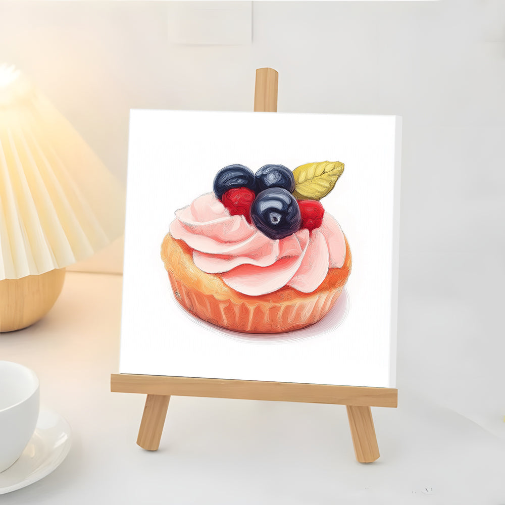 Pastel con Arándanos y Frambuesa y Crema Mini Pintar por Números