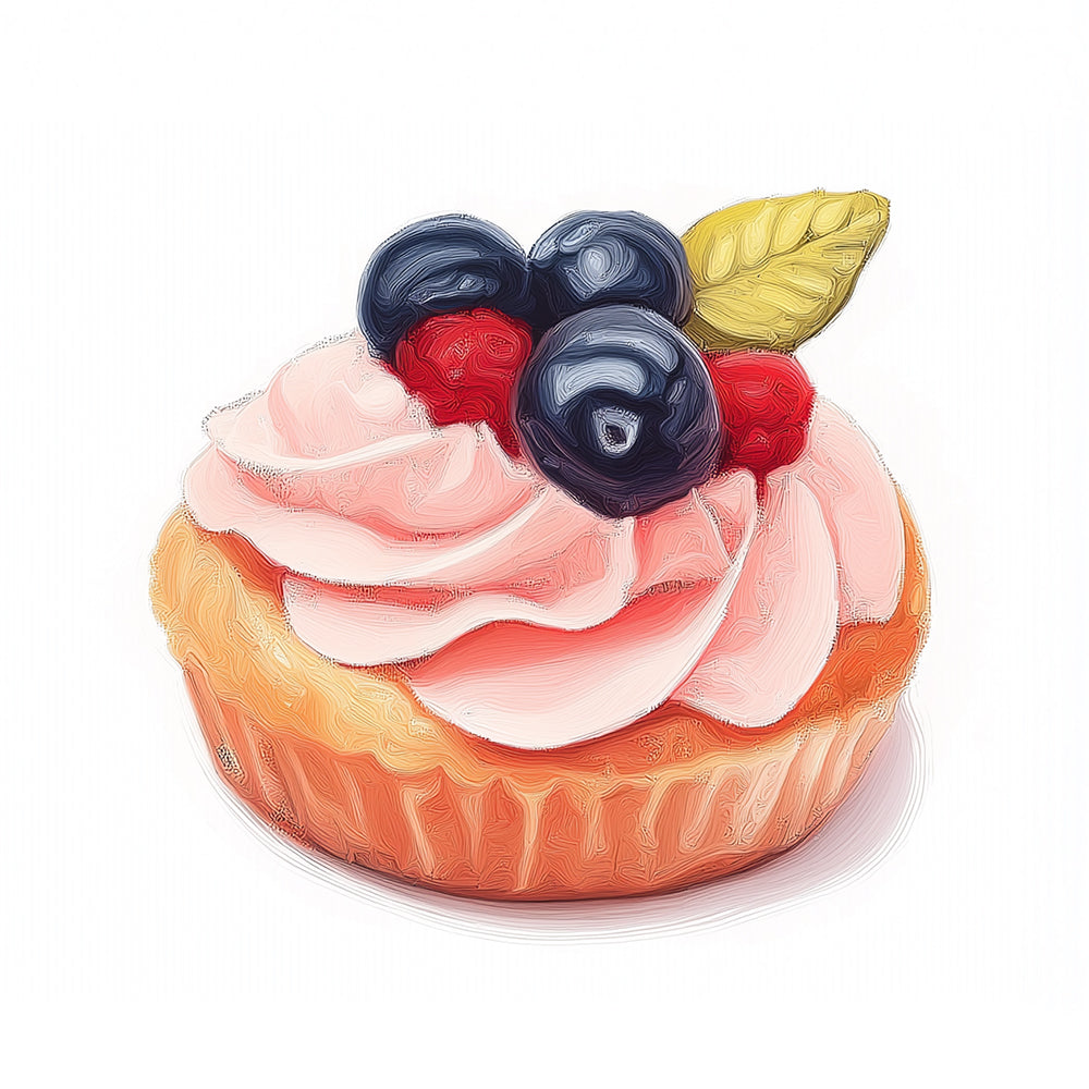 Pastel con Arándanos y Frambuesa y Crema Mini Pintar por Números