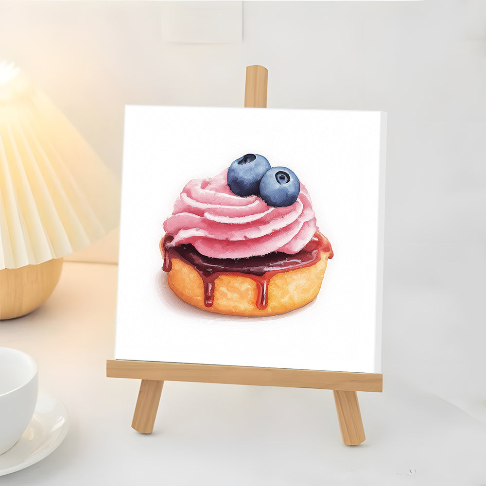 Pastel con Crema de Arándanos Mini Pintar por Números