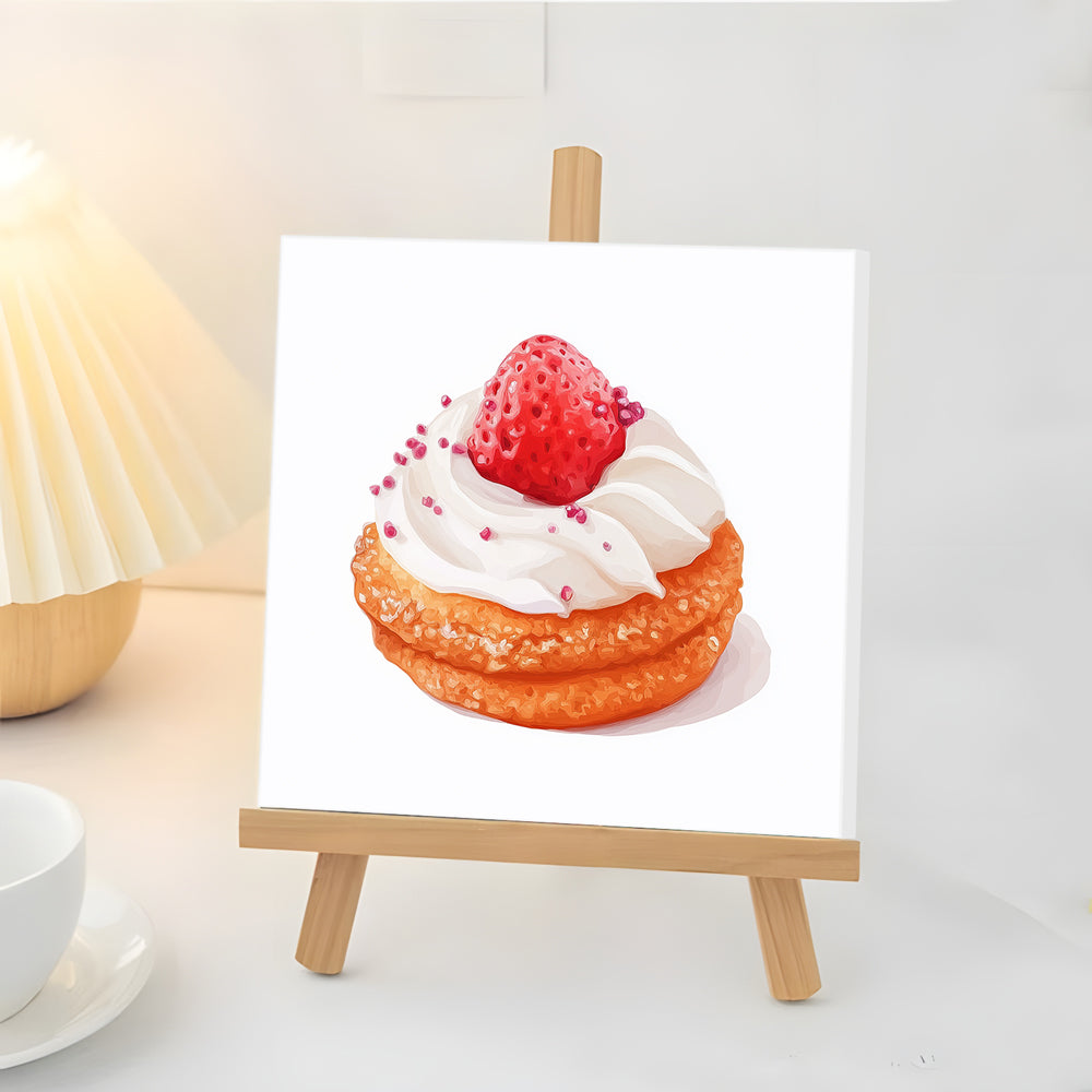 Pastel con Crema de Fresa Mini Pintar por Números