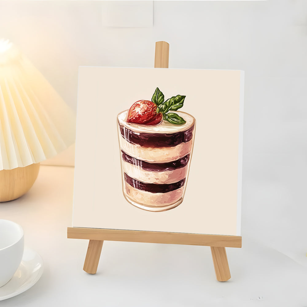Pastel de Capas de Fresa Mini Pintar por Números