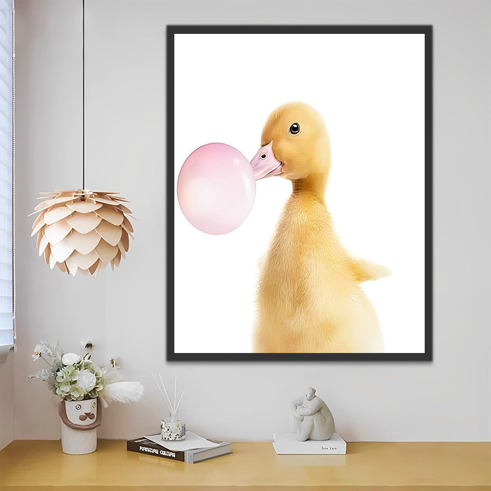 Patito Soplando Burbuja Rosada de Chicle Pintar por Números