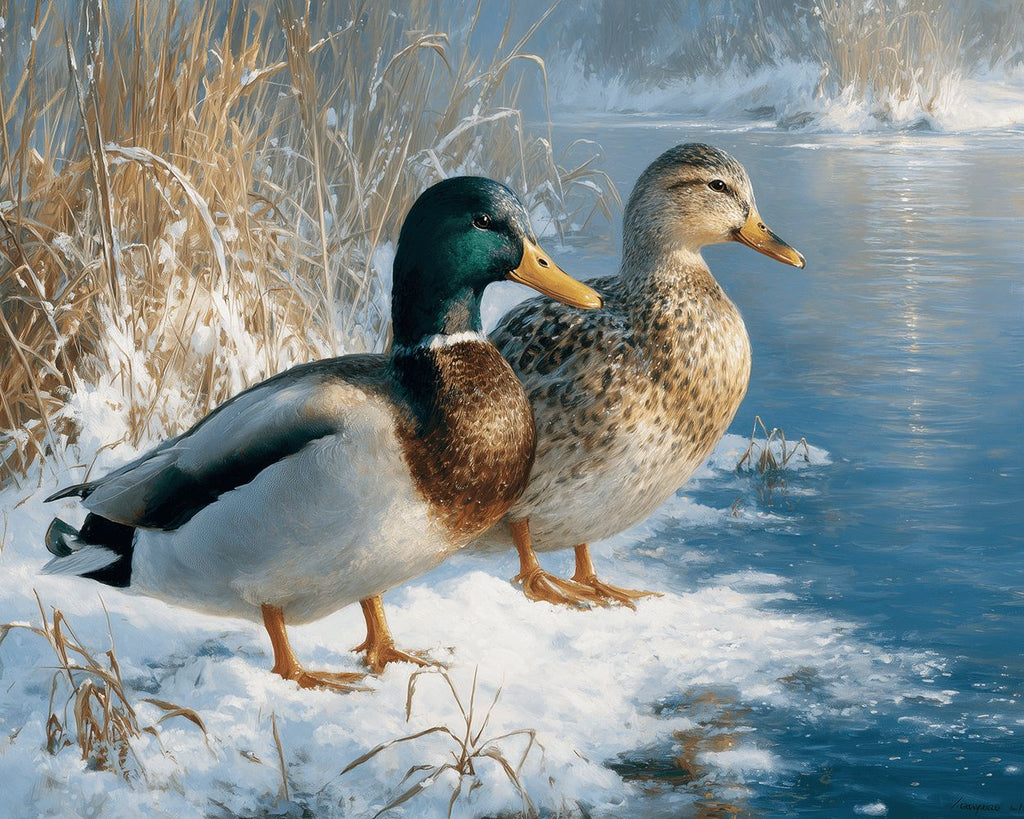 Patos Salvajes junto al Río de Invierno Pintar por Números