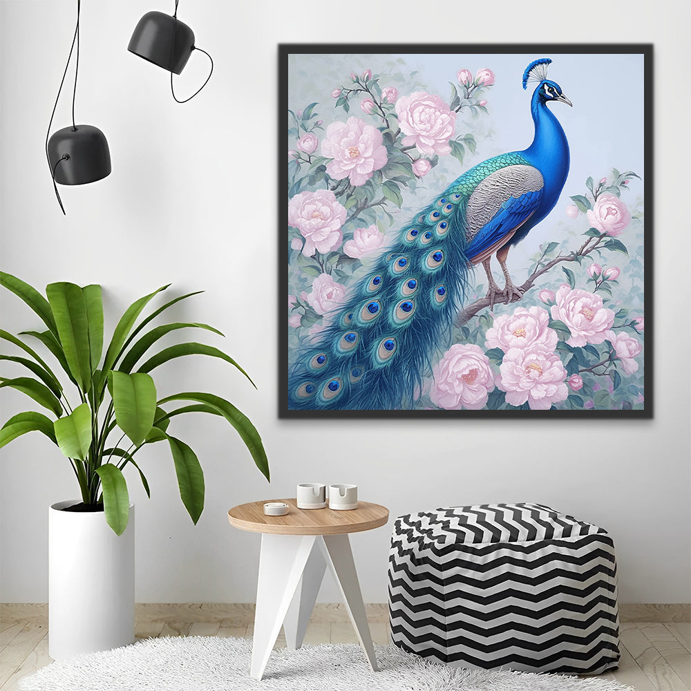 Pavo Real y Peonías Rosadas Pintar por Números