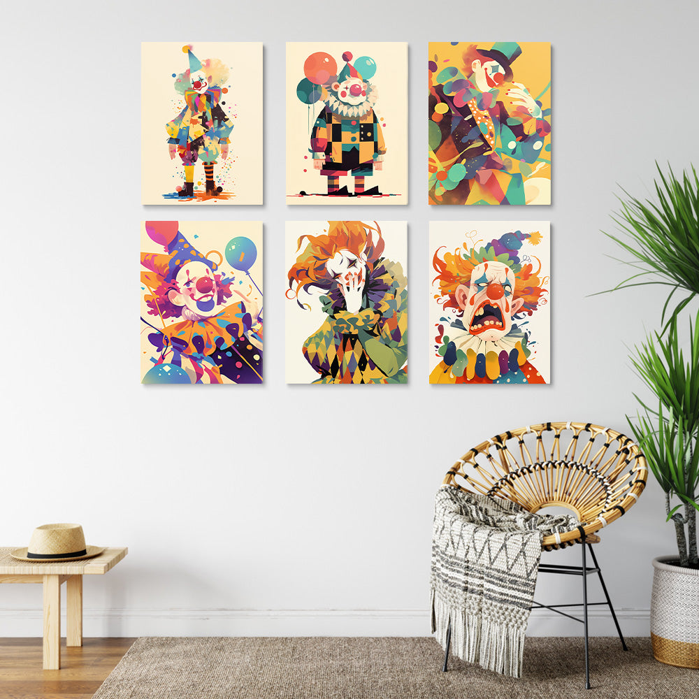 Payaso de Estilo de Dibujos Animados 6 Partes Mini Pintar por Números