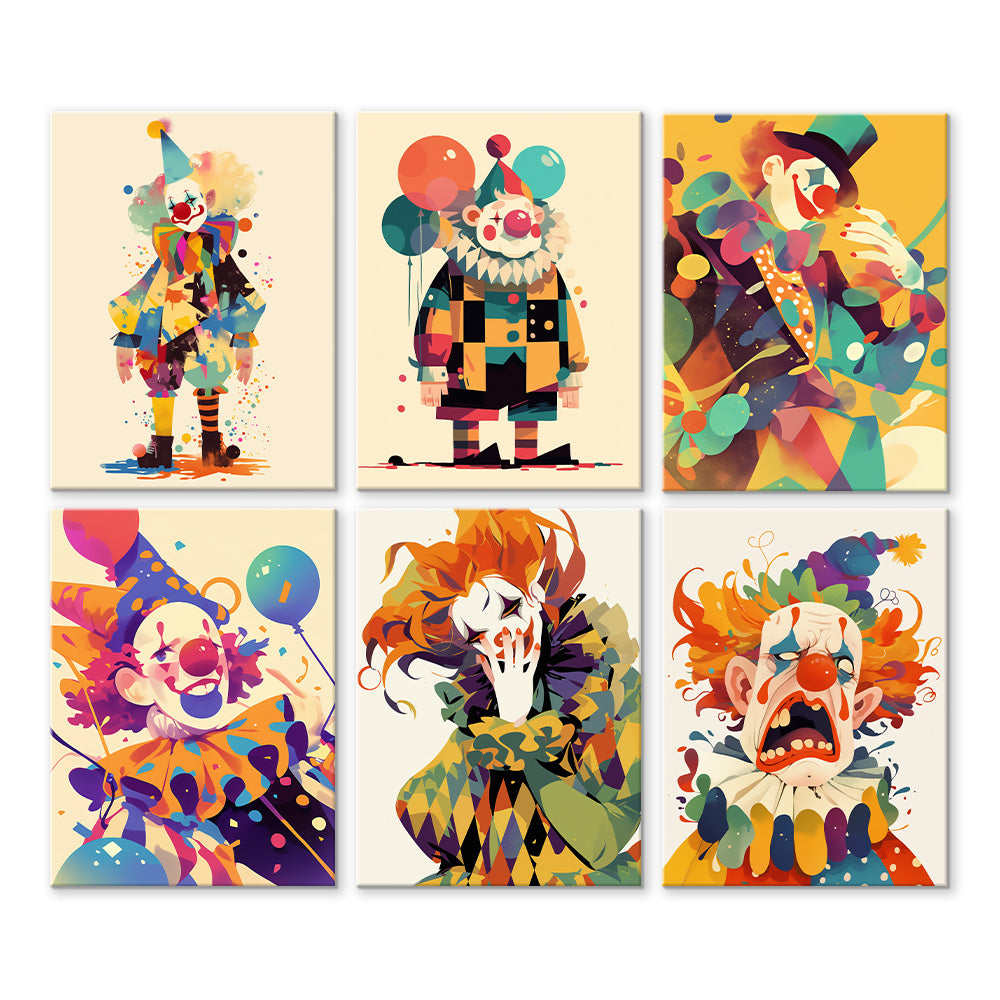 Payaso de Estilo de Dibujos Animados 6 Partes Mini Pintar por Números