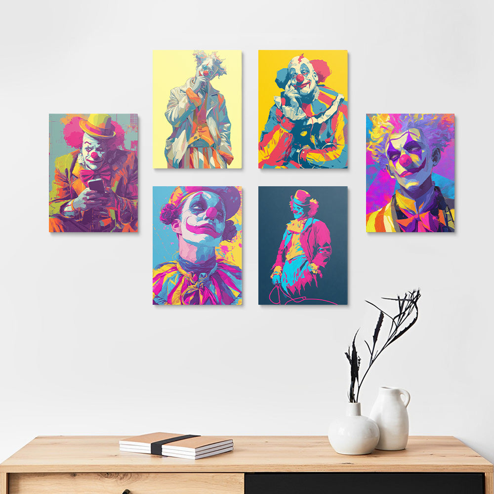 Payaso de Estilo Pop 6 Partes Mini Pintar por Números