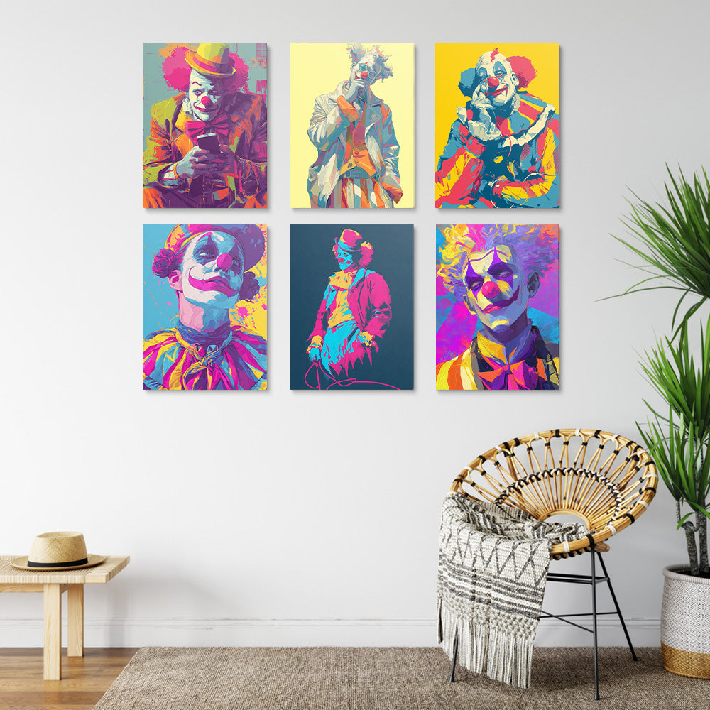 Payaso de Estilo Pop 6 Partes Mini Pintar por Números