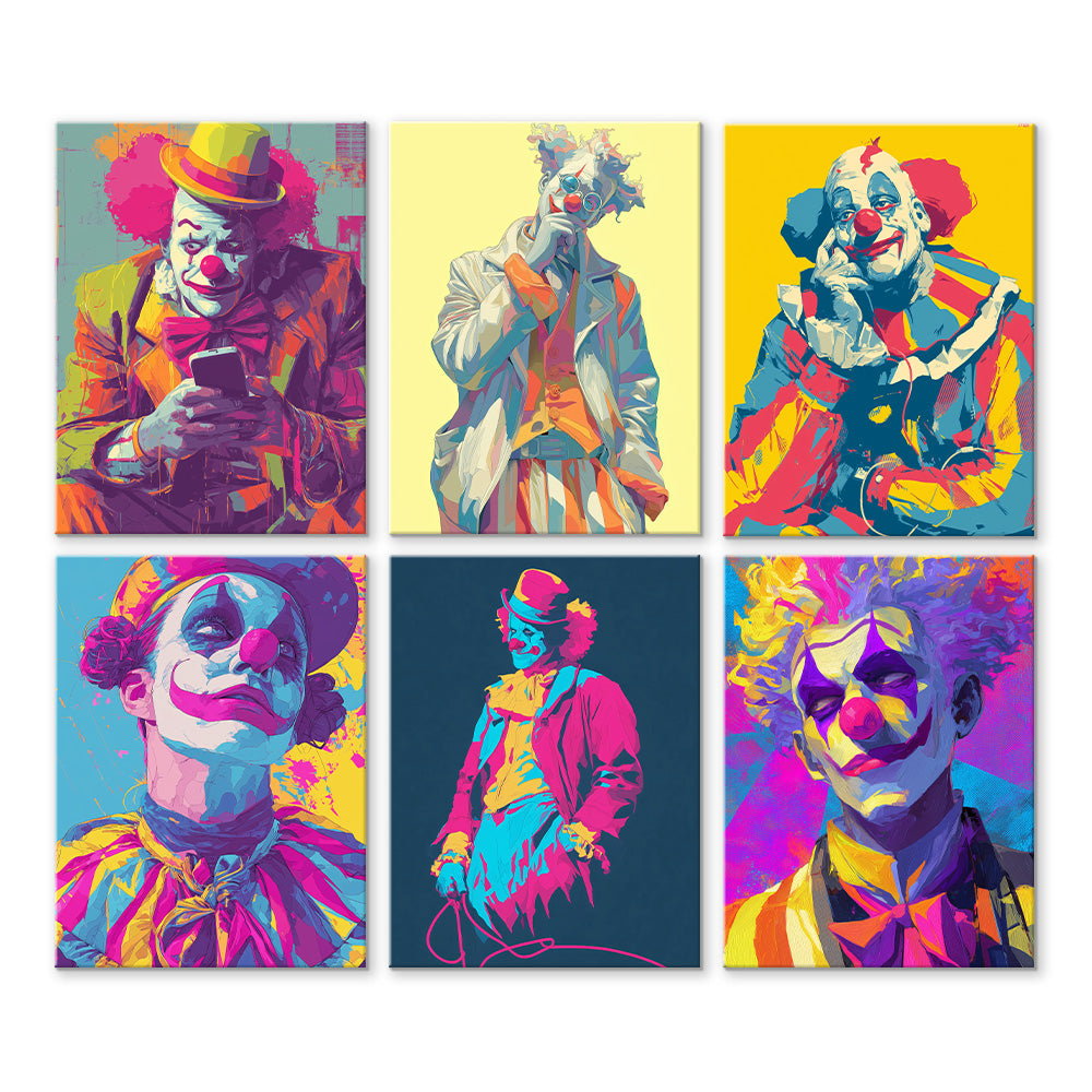 Payaso de Estilo Pop 6 Partes Mini Pintar por Números
