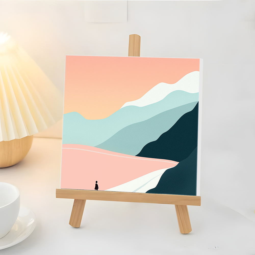 Peatón al Pie de la Montaña Mini Pintar por Números