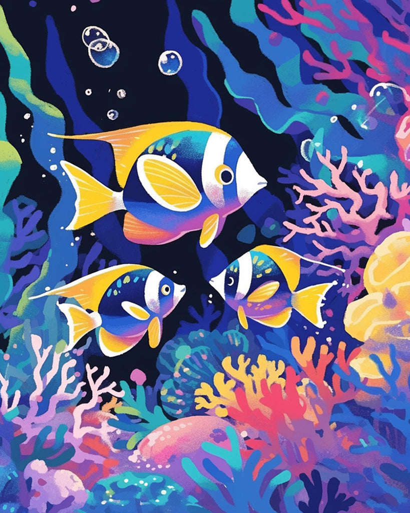 Peces en Corales Coloridos Pintar por Números