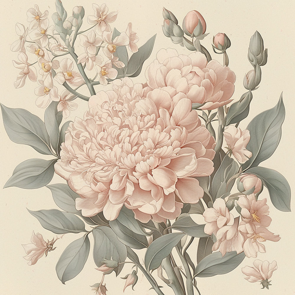 Peonía Hermosa de Color Rosado Claro Pintar por Números